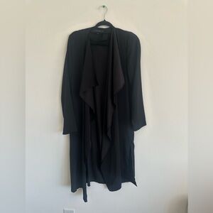 Black Draped Open Front Cardigan